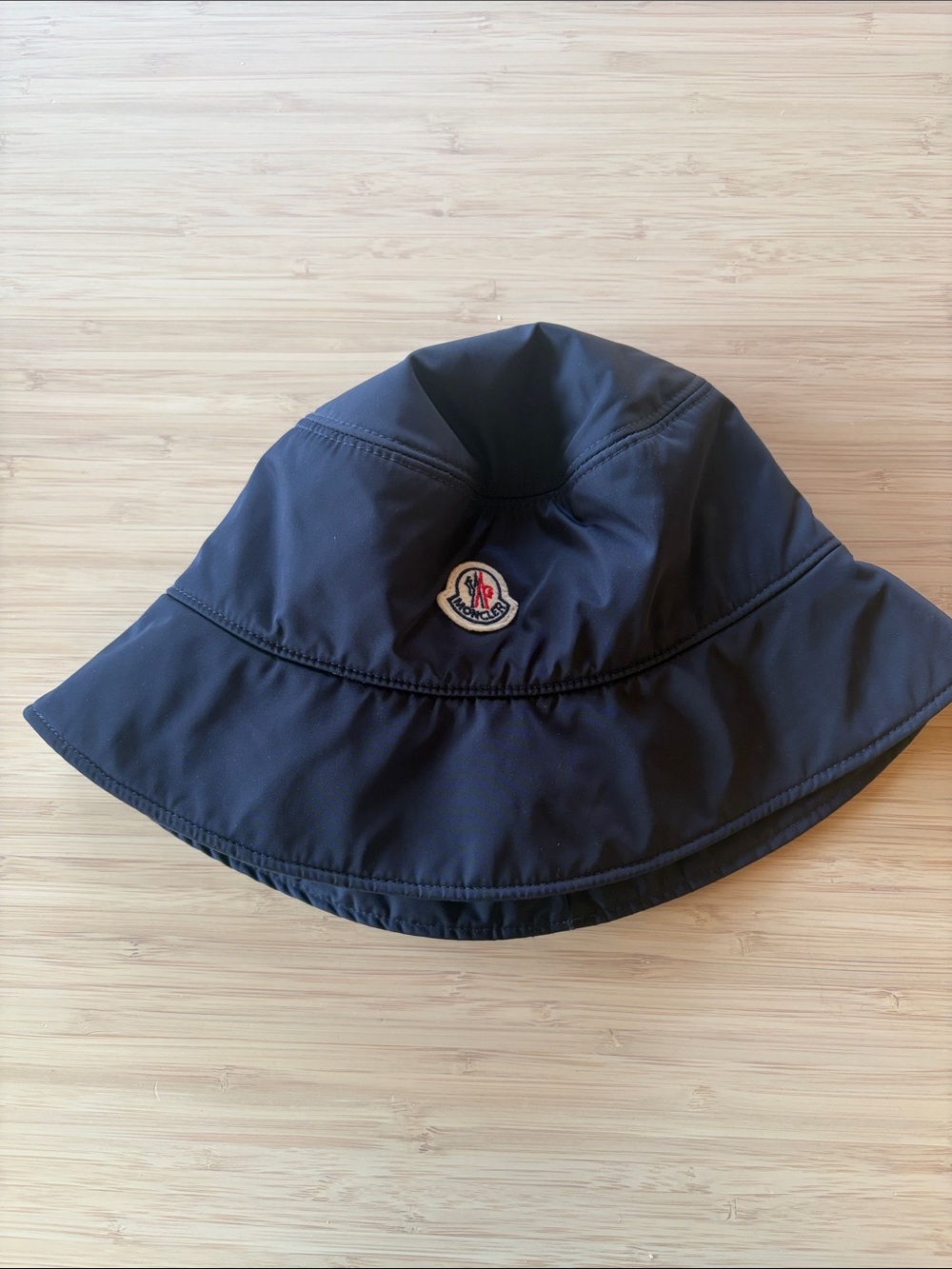 Moncler Navy Bucket Hat with Logo Patch